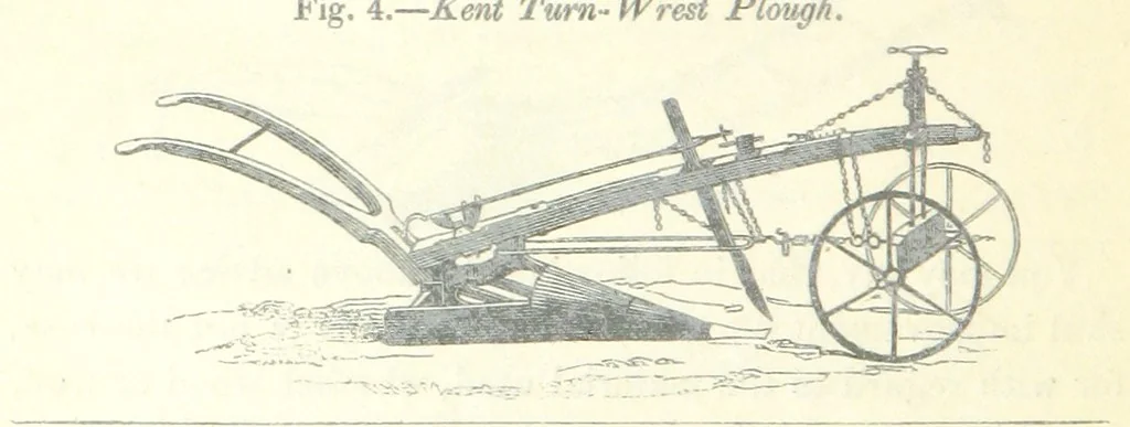 An illustration from Farming Implements, their various uses and recent modern improvements compared with the old machines. By F. D. P, 1847, leaf 24