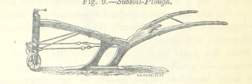 An illustration from Farming Implements, their various uses and recent modern improvements compared with the old machines. By F. D. P, 1847, leaf 38