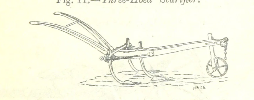 An illustration from Farming Implements, their various uses and recent modern improvements compared with the old machines. By F. D. P, 1847, leaf 47