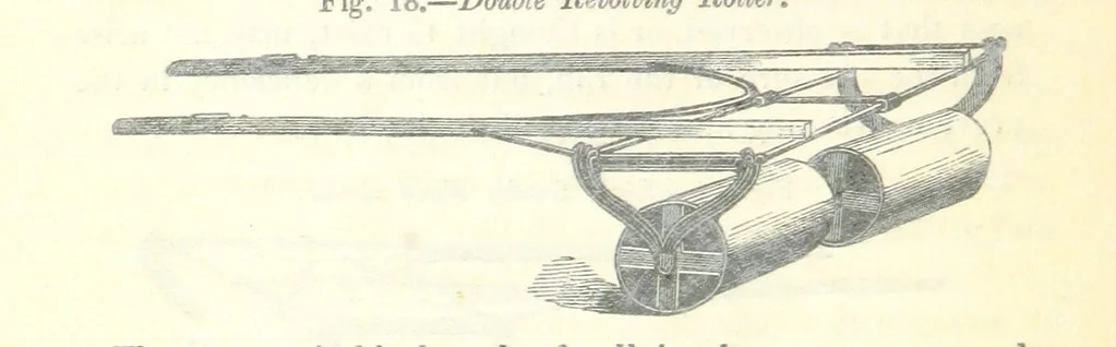 An illustration from Farming Implements, their various uses and recent modern improvements compared with the old machines. By F. D. P, 1847, leaf 58