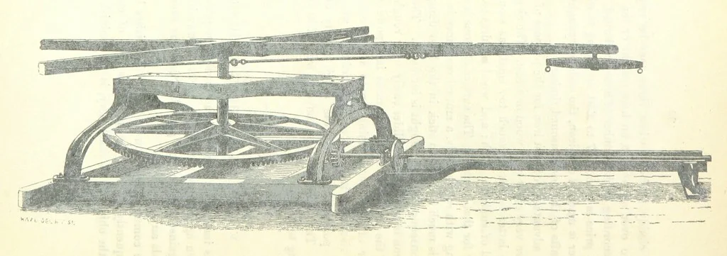 An illustration from Farming Implements, their various uses and recent modern improvements compared with the old machines. By F. D. P, 1847, leaf 60