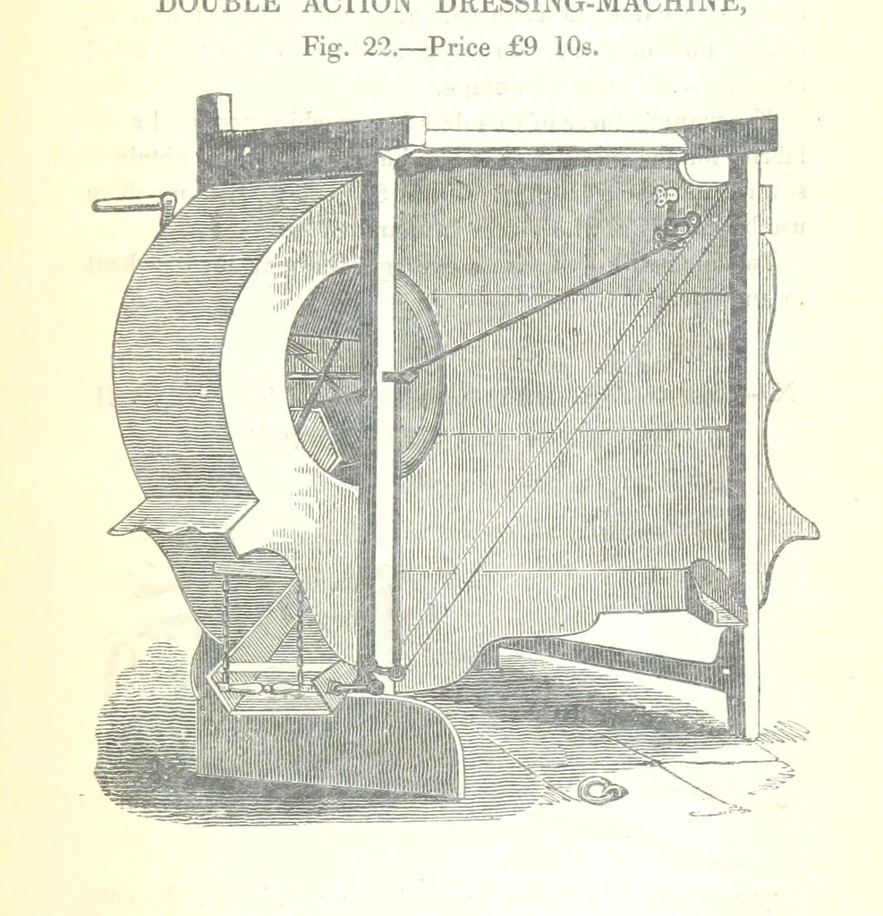 An illustration from Farming Implements, their various uses and recent modern improvements compared with the old machines. By F. D. P, 1847, leaf 69