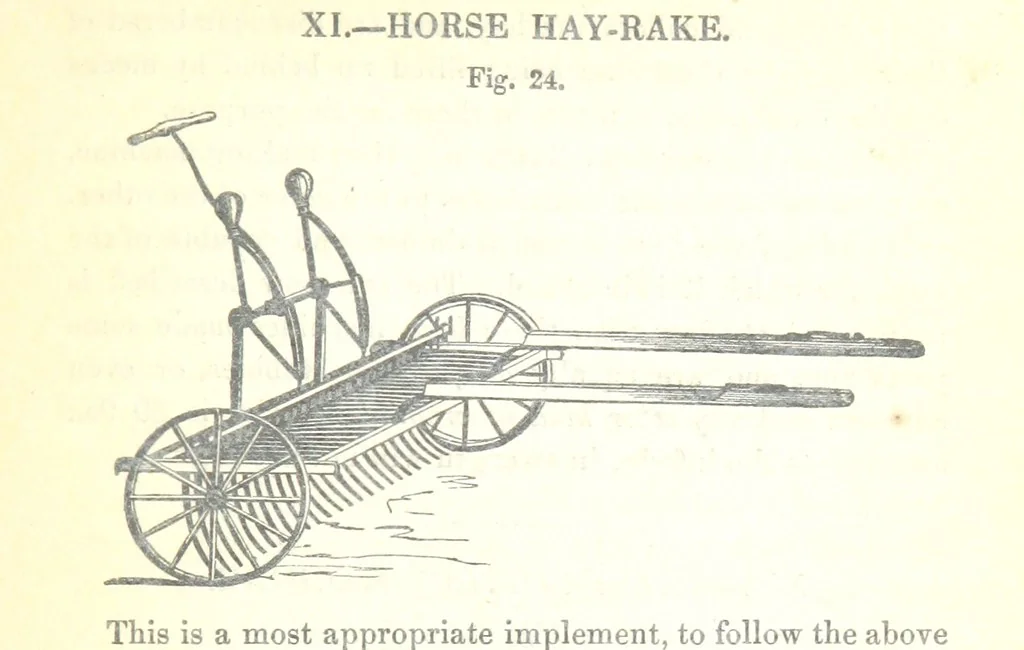 An illustration from Farming Implements, their various uses and recent modern improvements compared with the old machines. By F. D. P, 1847, leaf 73