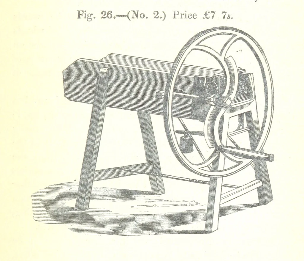 An illustration from Farming Implements, their various uses and recent modern improvements compared with the old machines. By F. D. P, 1847, leaf 75