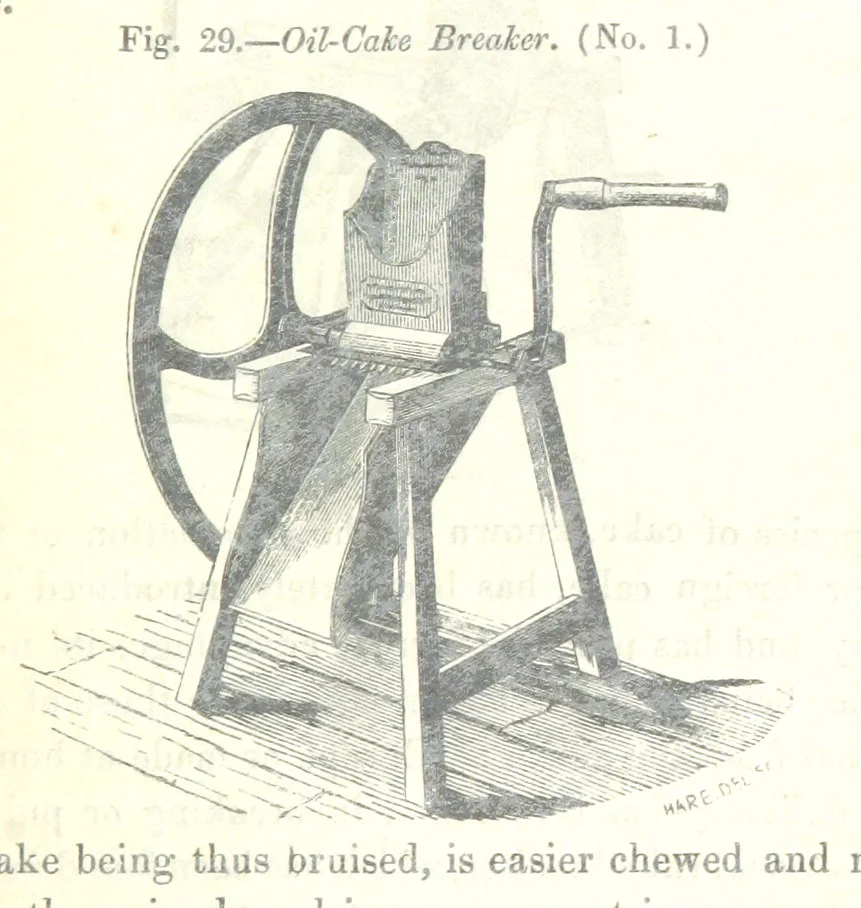 An illustration from Farming Implements, their various uses and recent modern improvements compared with the old machines. By F. D. P, 1847, leaf 81
