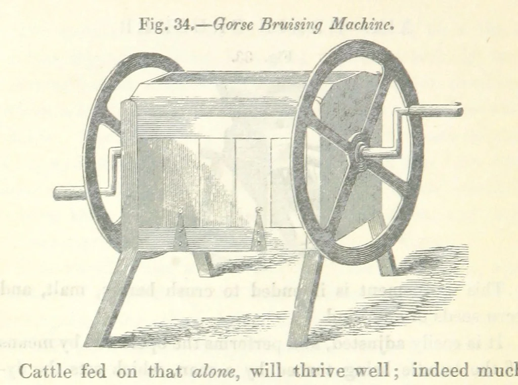 An illustration from Farming Implements, their various uses and recent modern improvements compared with the old machines. By F. D. P, 1847, leaf 88