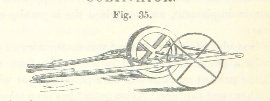 An illustration from Farming Implements, their various uses and recent modern improvements compared with the old machines. By F. D. P, 1847, leaf 90