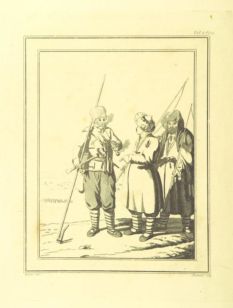 An illustration from Travels through the Southern Provinces of the Russian Empire in 1793 and 1794. Translated from the German [by F. W. Blagdon]. MS. notes, 1812, leaf 452