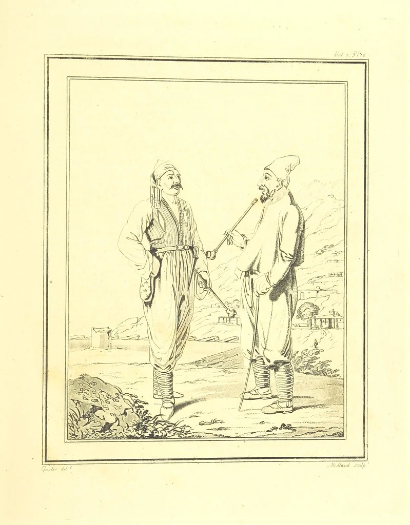 An illustration from Travels through the Southern Provinces of the Russian Empire in 1793 and 1794. Translated from the German [by F. W. Blagdon]. MS. notes, 1812, leaf 455