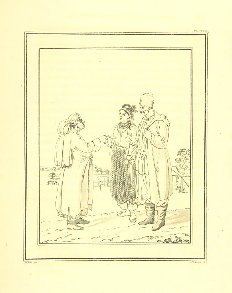 An illustration from Travels through the Southern Provinces of the Russian Empire in 1793 and 1794. Translated from the German [by F. W. Blagdon]. MS. notes, 1812, leaf 583