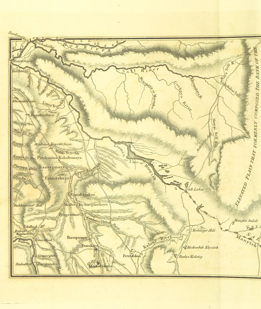An illustration from Travels through the Southern Provinces of the Russian Empire in 1793 and 1794. Translated from the German [by F. W. Blagdon]. MS. notes, 1812, leaf 636