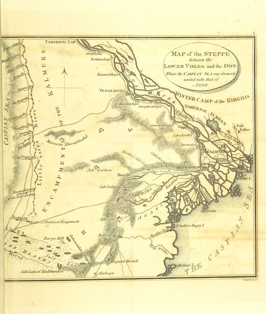 An illustration from Travels through the Southern Provinces of the Russian Empire in 1793 and 1794. Translated from the German [by F. W. Blagdon]. MS. notes, 1812, leaf 637