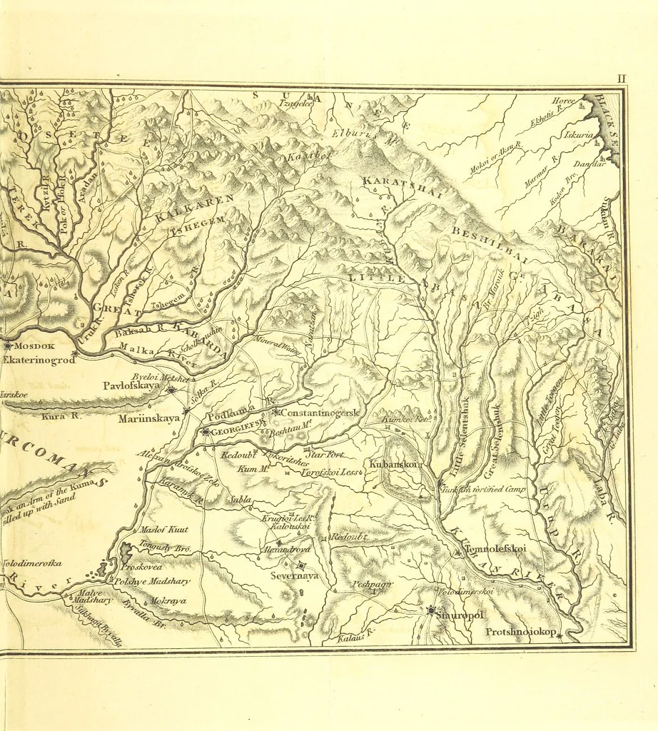 An illustration from Travels through the Southern Provinces of the Russian Empire in 1793 and 1794. Translated from the German [by F. W. Blagdon]. MS. notes, 1812, leaf 641