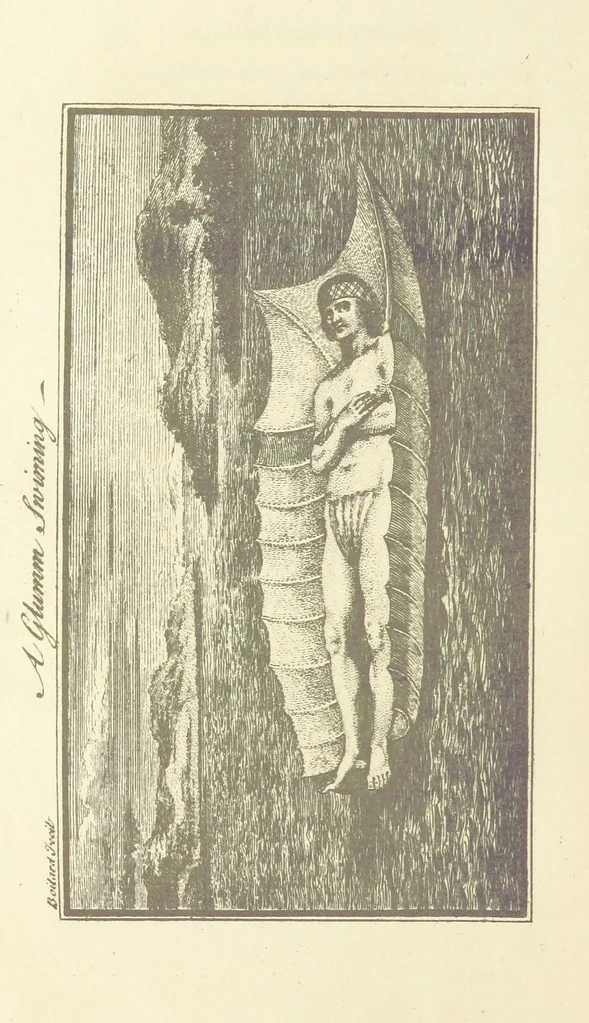 An illustration from The life and adventures of Peter Wilkins ... By R. S., a passenger in the Hector. [The author's introduction signed: R. P. i.e. Robert Paltock, 1884, leaf 200