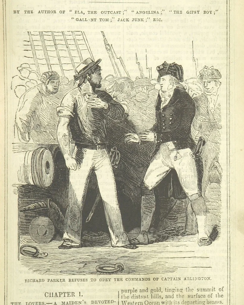 An illustration from Richard Parker, or, the Mutiny at the Nore. A romance. By the author of “Gallant Tom,” etc. [i.e. T. P. Prest, 1851, leaf 15
