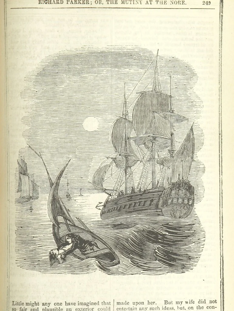 An illustration from Richard Parker, or, the Mutiny at the Nore. A romance. By the author of “Gallant Tom,” etc. [i.e. T. P. Prest, 1851, leaf 263