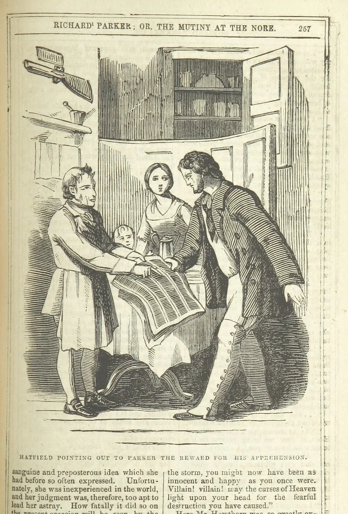An illustration from Richard Parker, or, the Mutiny at the Nore. A romance. By the author of “Gallant Tom,” etc. [i.e. T. P. Prest, 1851, leaf 271