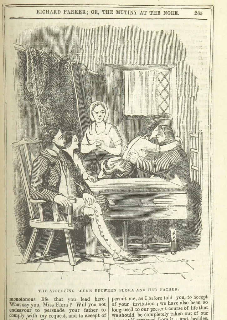 An illustration from Richard Parker, or, the Mutiny at the Nore. A romance. By the author of “Gallant Tom,” etc. [i.e. T. P. Prest, 1851, leaf 279