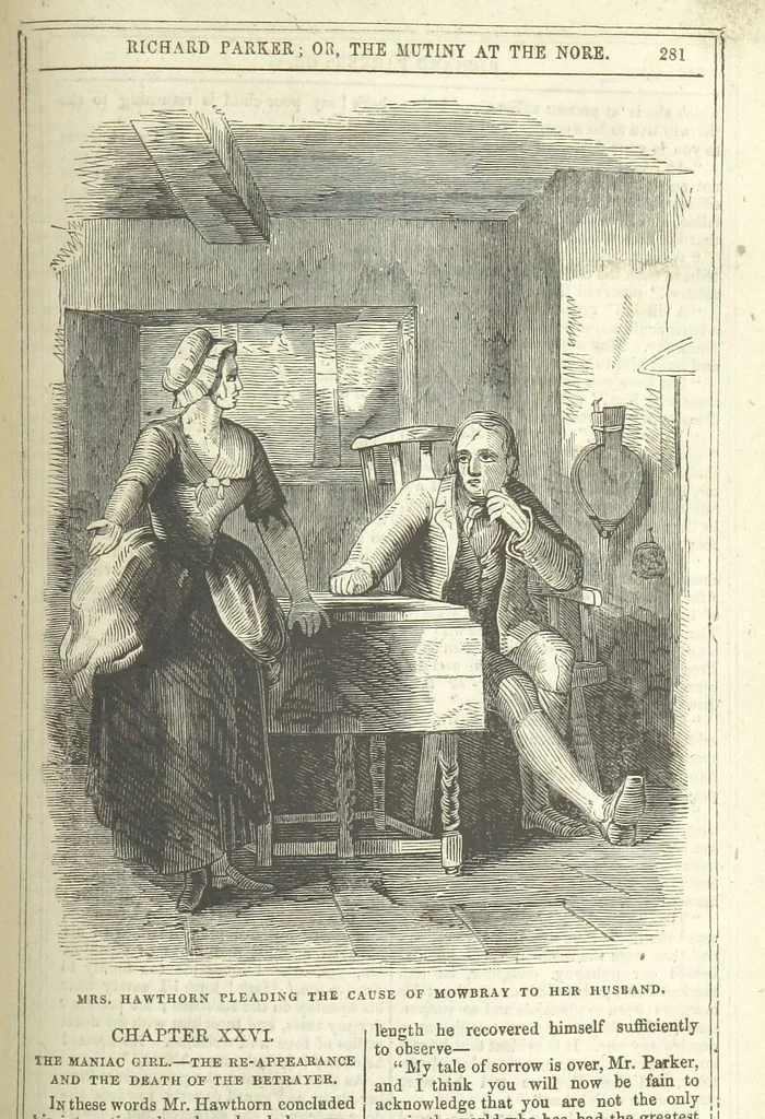 An illustration from Richard Parker, or, the Mutiny at the Nore. A romance. By the author of “Gallant Tom,” etc. [i.e. T. P. Prest, 1851, leaf 295