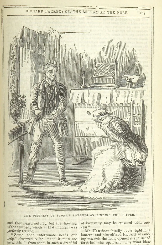 An illustration from Richard Parker, or, the Mutiny at the Nore. A romance. By the author of “Gallant Tom,” etc. [i.e. T. P. Prest, 1851, leaf 311