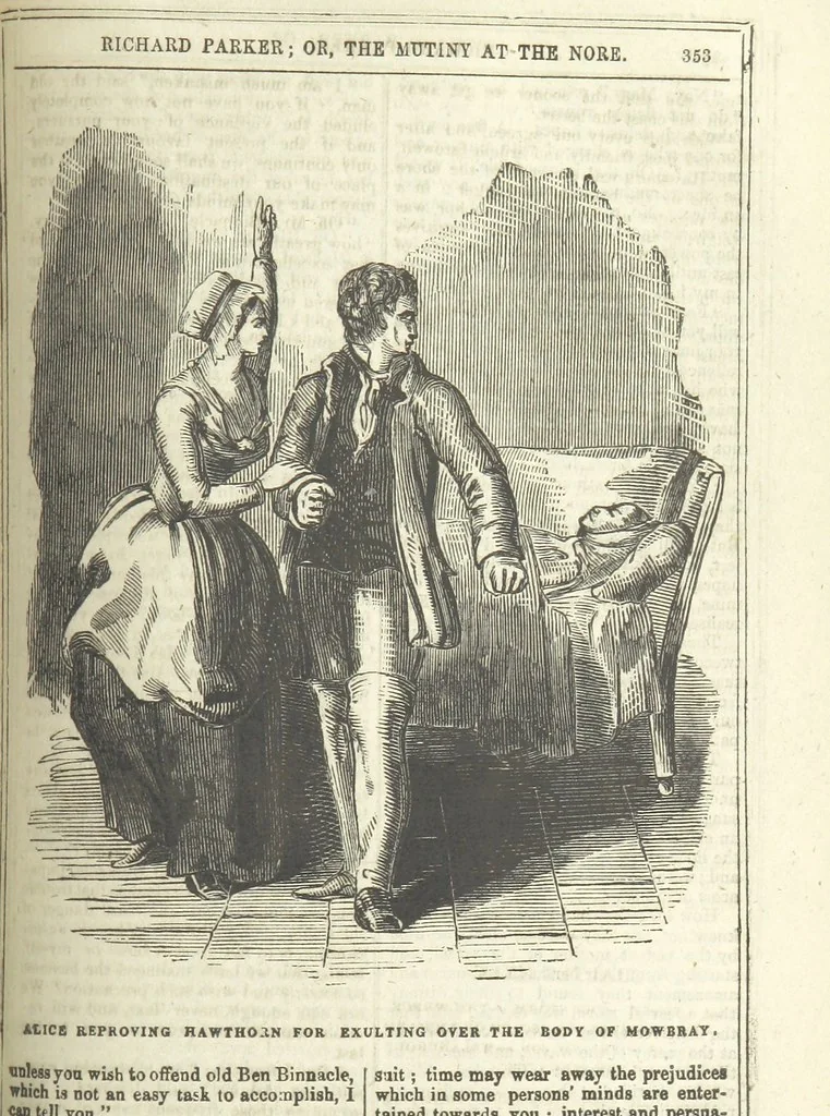 An illustration from Richard Parker, or, the Mutiny at the Nore. A romance. By the author of “Gallant Tom,” etc. [i.e. T. P. Prest, 1851, leaf 367
