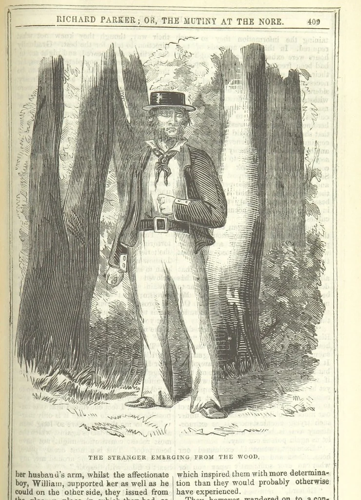 An illustration from Richard Parker, or, the Mutiny at the Nore. A romance. By the author of “Gallant Tom,” etc. [i.e. T. P. Prest, 1851, leaf 423