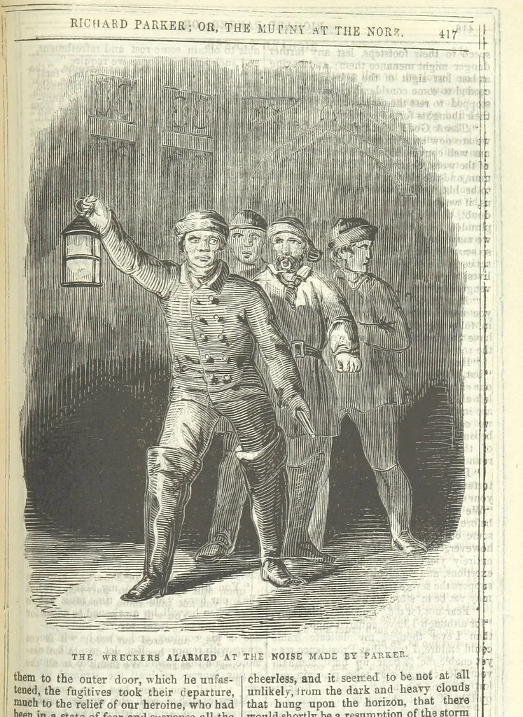 An illustration from Richard Parker, or, the Mutiny at the Nore. A romance. By the author of “Gallant Tom,” etc. [i.e. T. P. Prest, 1851, leaf 431