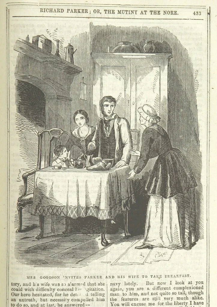 An illustration from Richard Parker, or, the Mutiny at the Nore. A romance. By the author of “Gallant Tom,” etc. [i.e. T. P. Prest, 1851, leaf 447