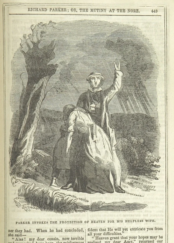 An illustration from Richard Parker, or, the Mutiny at the Nore. A romance. By the author of “Gallant Tom,” etc. [i.e. T. P. Prest, 1851, leaf 463