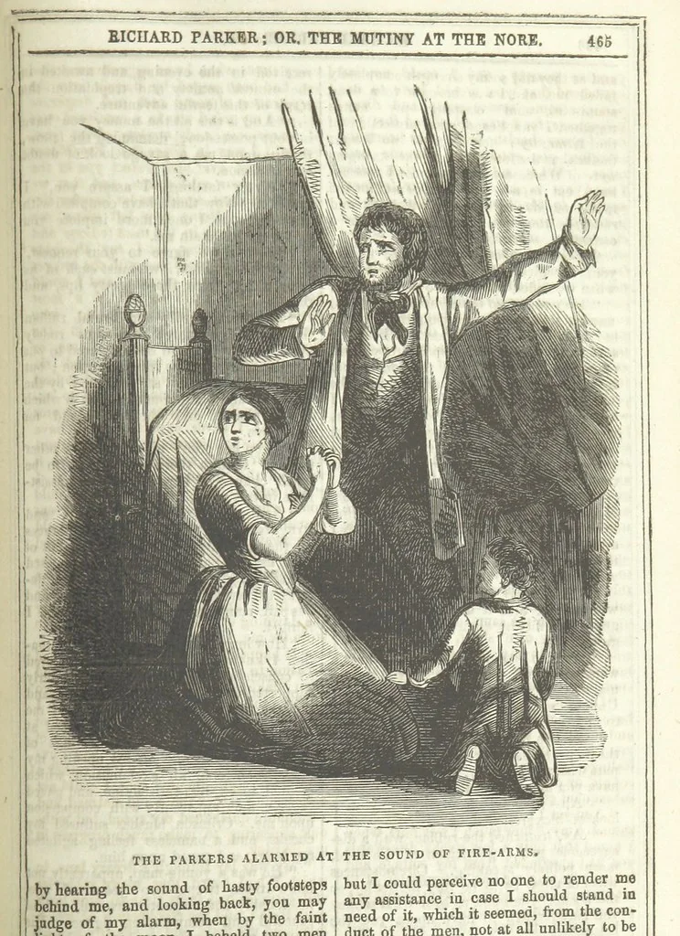 An illustration from Richard Parker, or, the Mutiny at the Nore. A romance. By the author of “Gallant Tom,” etc. [i.e. T. P. Prest, 1851, leaf 479