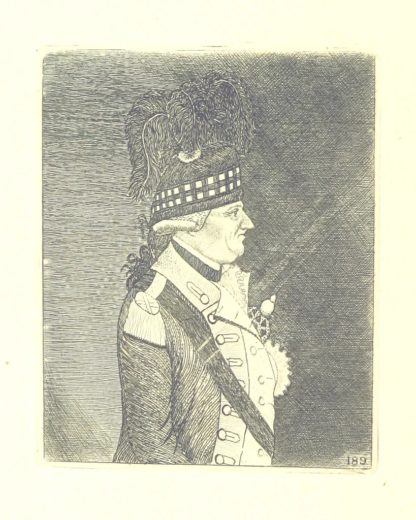 An illustration from A series of original Portraits and Caricature Etchings by ... J. Kay; ... with biographical sketches and illustrative anecdotes. [Edited by H. P, 1877, leaf 102
