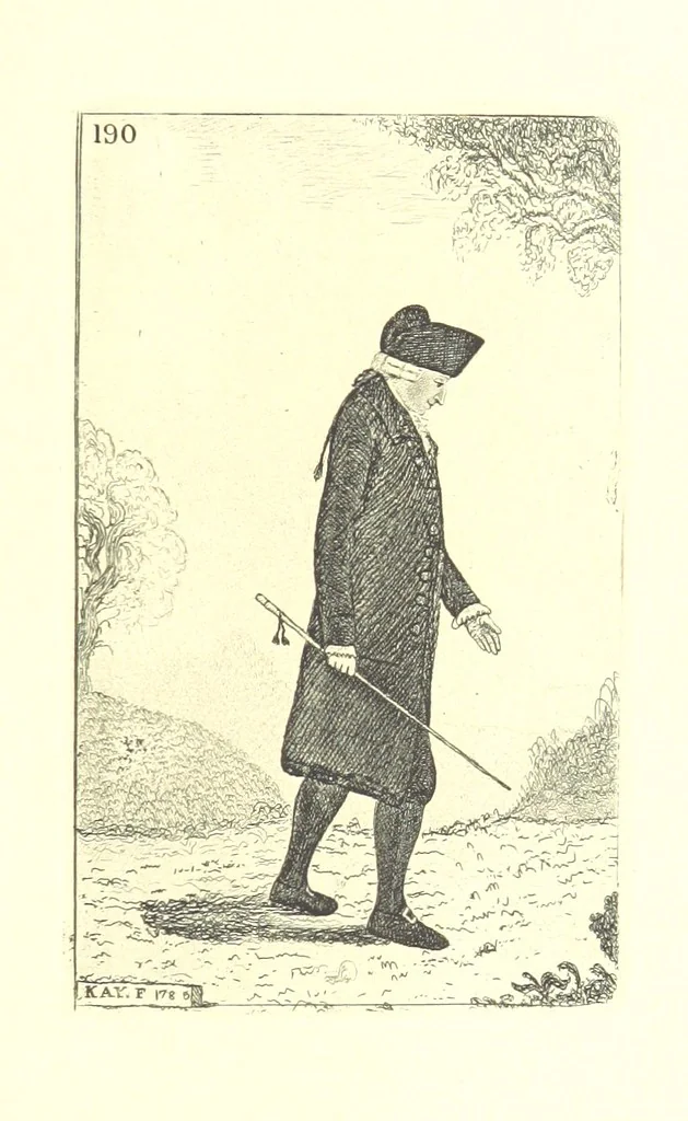 An illustration from A series of original Portraits and Caricature Etchings by ... J. Kay; ... with biographical sketches and illustrative anecdotes. [Edited by H. P, 1877, leaf 105