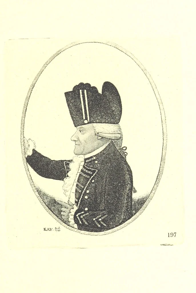 An illustration from A series of original Portraits and Caricature Etchings by ... J. Kay; ... with biographical sketches and illustrative anecdotes. [Edited by H. P, 1877, leaf 145