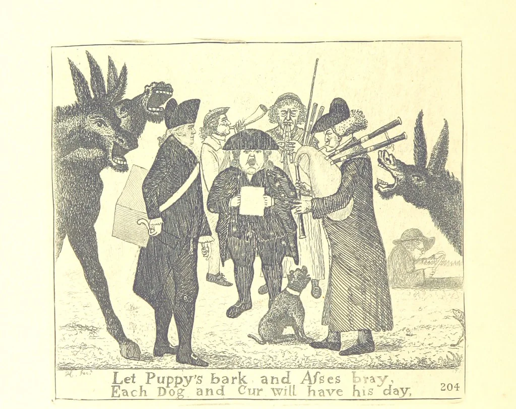 An illustration from A series of original Portraits and Caricature Etchings by ... J. Kay; ... with biographical sketches and illustrative anecdotes. [Edited by H. P, 1877, leaf 176