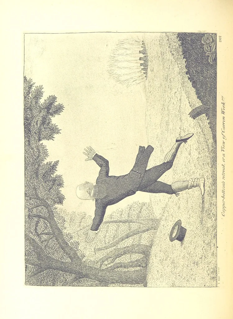 An illustration from A series of original Portraits and Caricature Etchings by ... J. Kay; ... with biographical sketches and illustrative anecdotes. [Edited by H. P, 1877, leaf 192