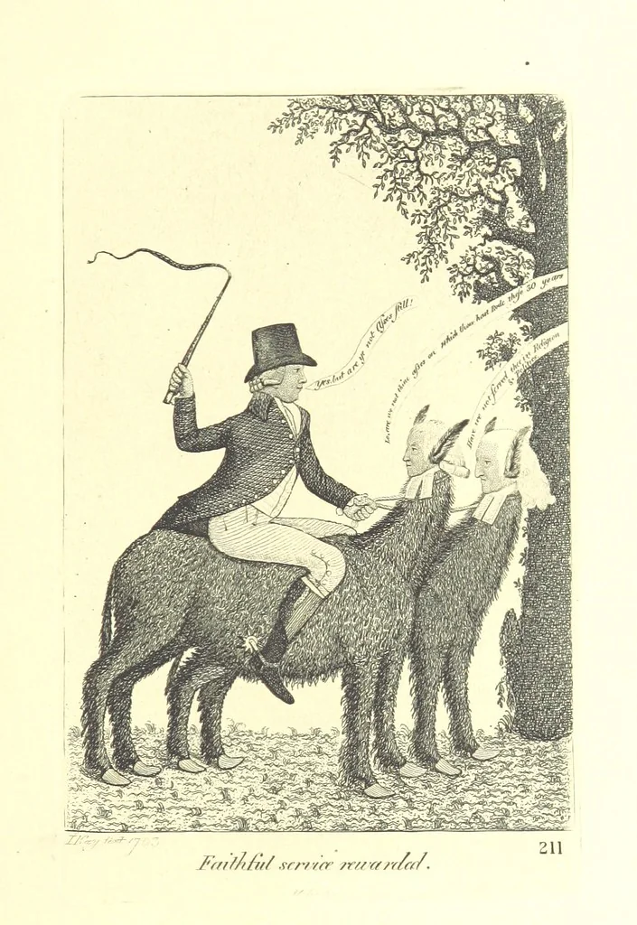An illustration from A series of original Portraits and Caricature Etchings by ... J. Kay; ... with biographical sketches and illustrative anecdotes. [Edited by H. P, 1877, leaf 213