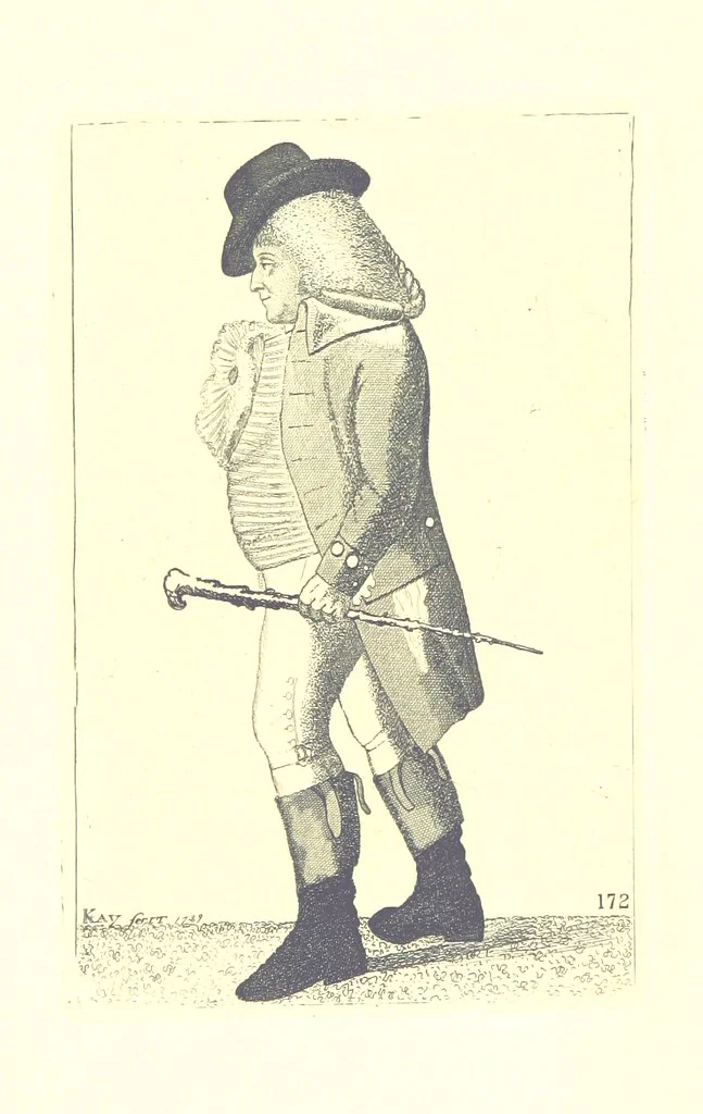 An illustration from A series of original Portraits and Caricature Etchings by ... J. Kay; ... with biographical sketches and illustrative anecdotes. [Edited by H. P, 1877, leaf 22