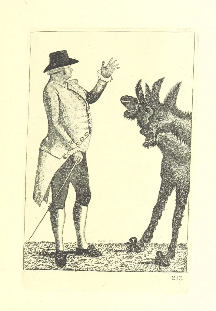 An illustration from A series of original Portraits and Caricature Etchings by ... J. Kay; ... with biographical sketches and illustrative anecdotes. [Edited by H. P, 1877, leaf 221