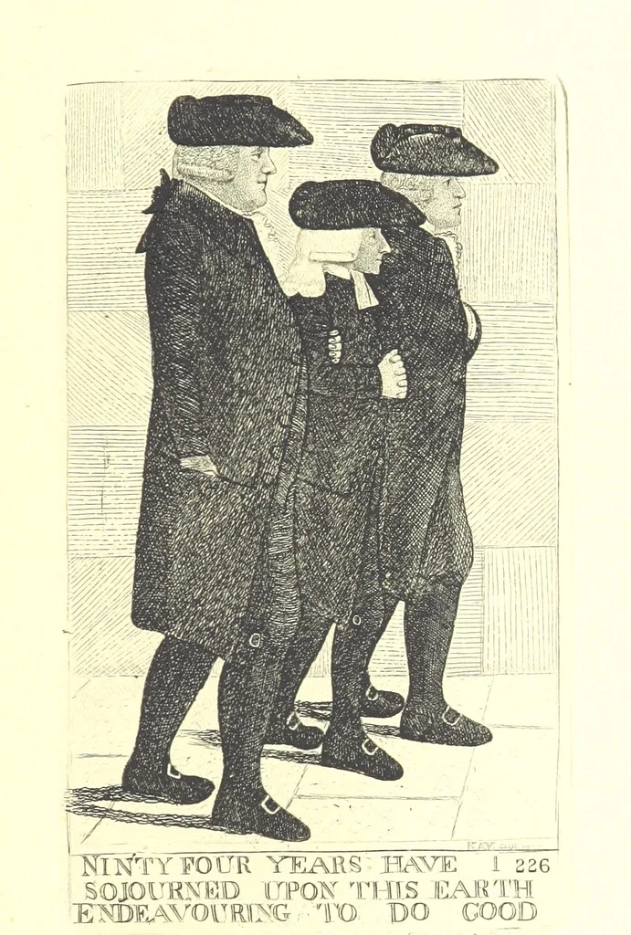 An illustration from A series of original Portraits and Caricature Etchings by ... J. Kay; ... with biographical sketches and illustrative anecdotes. [Edited by H. P, 1877, leaf 283