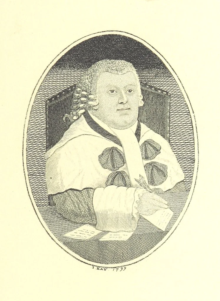 An illustration from A series of original Portraits and Caricature Etchings by ... J. Kay; ... with biographical sketches and illustrative anecdotes. [Edited by H. P, 1877, leaf 289