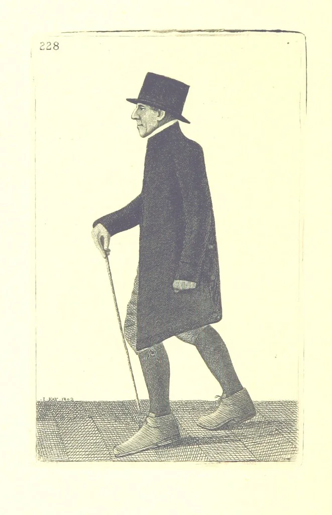 An illustration from A series of original Portraits and Caricature Etchings by ... J. Kay; ... with biographical sketches and illustrative anecdotes. [Edited by H. P, 1877, leaf 292