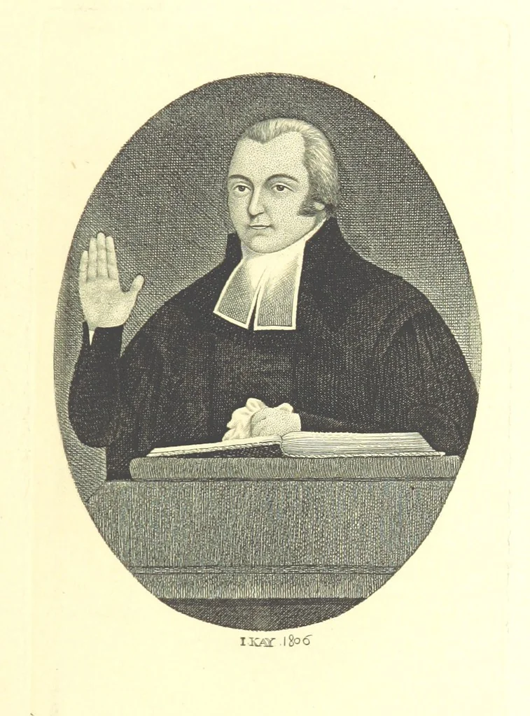 An illustration from A series of original Portraits and Caricature Etchings by ... J. Kay; ... with biographical sketches and illustrative anecdotes. [Edited by H. P, 1877, leaf 341