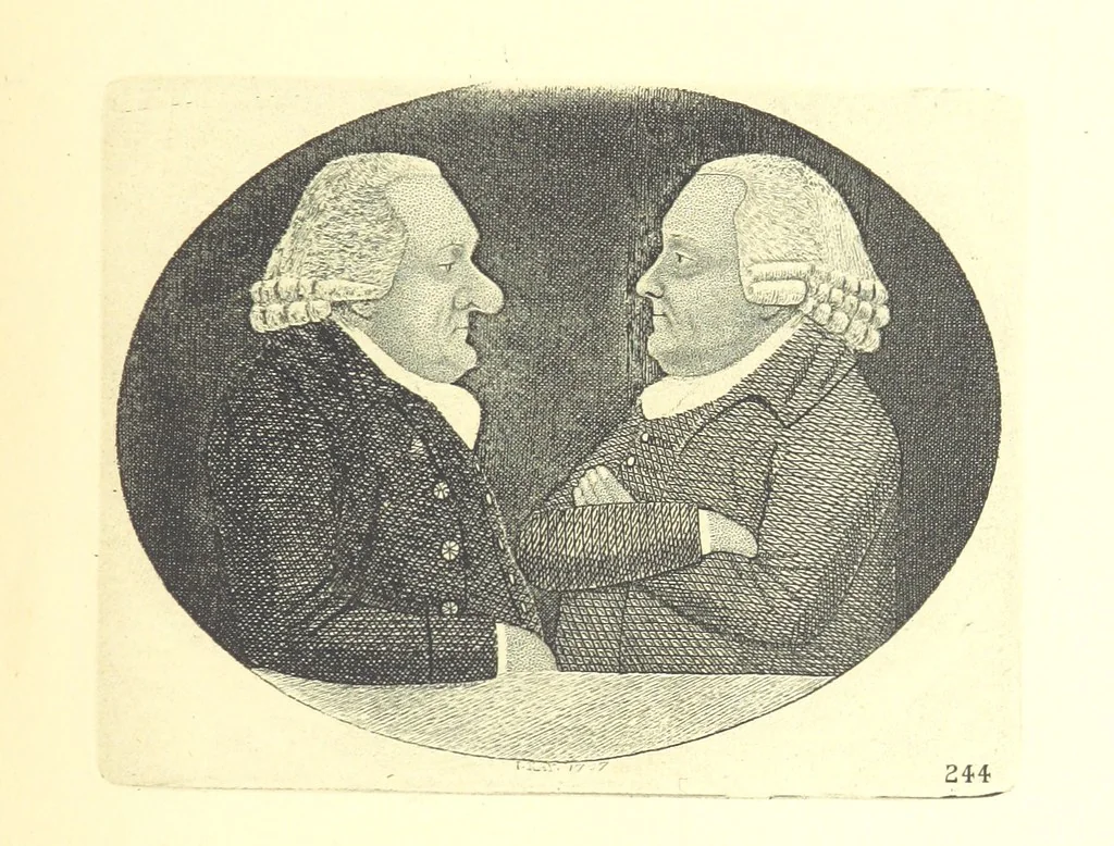 An illustration from A series of original Portraits and Caricature Etchings by ... J. Kay; ... with biographical sketches and illustrative anecdotes. [Edited by H. P, 1877, leaf 379