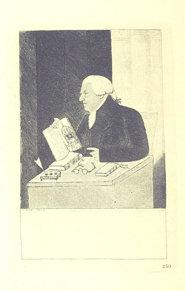 An illustration from A series of original Portraits and Caricature Etchings by ... J. Kay; ... with biographical sketches and illustrative anecdotes. [Edited by H. P, 1877, leaf 408