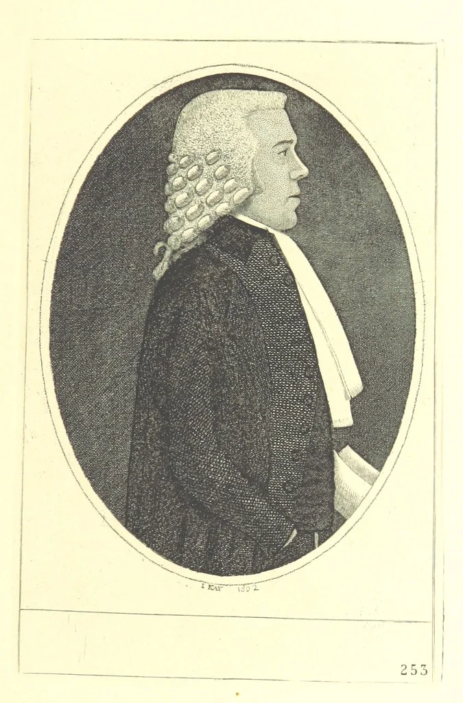 An illustration from A series of original Portraits and Caricature Etchings by ... J. Kay; ... with biographical sketches and illustrative anecdotes. [Edited by H. P, 1877, leaf 425