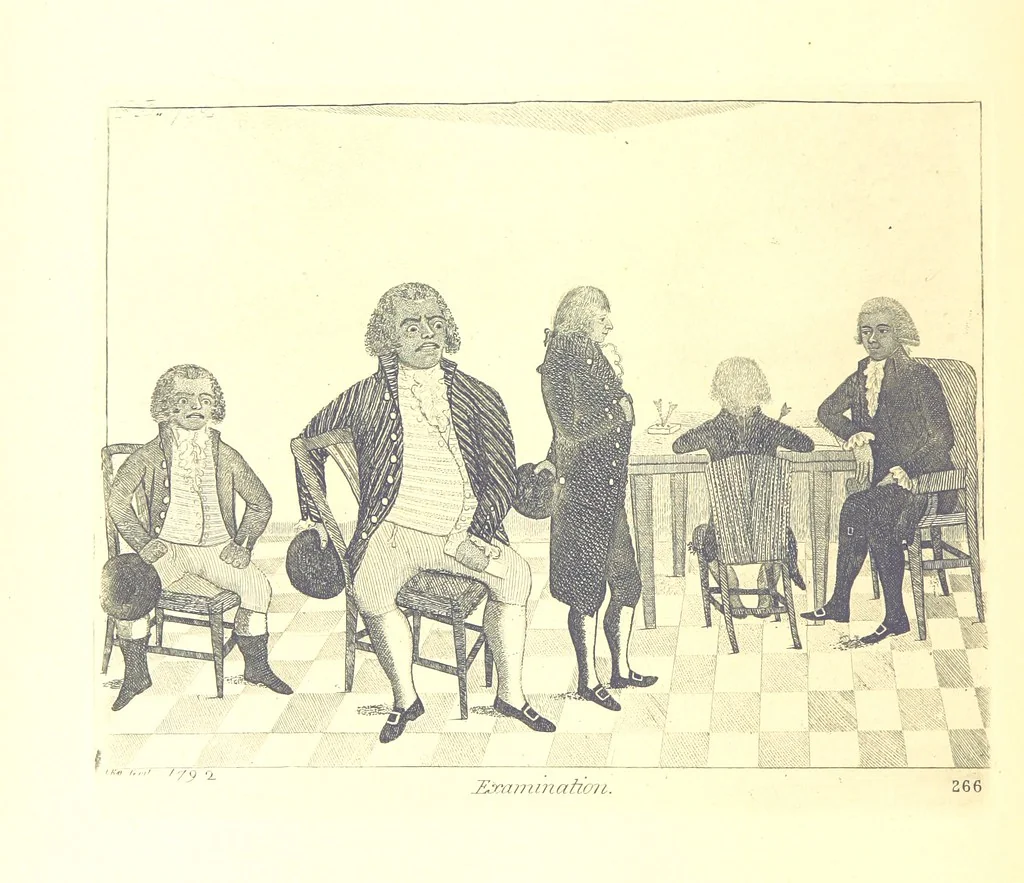 An illustration from A series of original Portraits and Caricature Etchings by ... J. Kay; ... with biographical sketches and illustrative anecdotes. [Edited by H. P, 1877, leaf 494