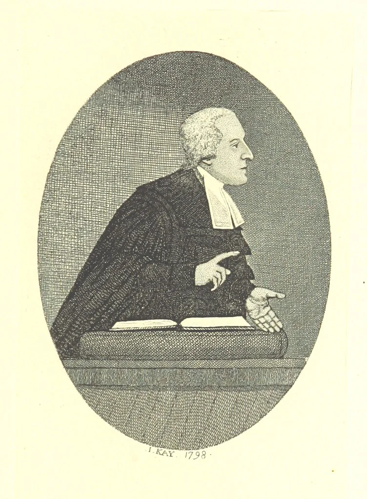 An illustration from A series of original Portraits and Caricature Etchings by ... J. Kay; ... with biographical sketches and illustrative anecdotes. [Edited by H. P, 1877, leaf 509