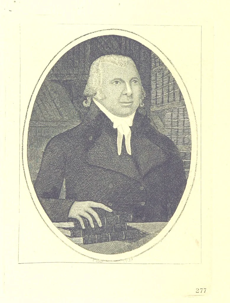An illustration from A series of original Portraits and Caricature Etchings by ... J. Kay; ... with biographical sketches and illustrative anecdotes. [Edited by H. P, 1877, leaf 542
