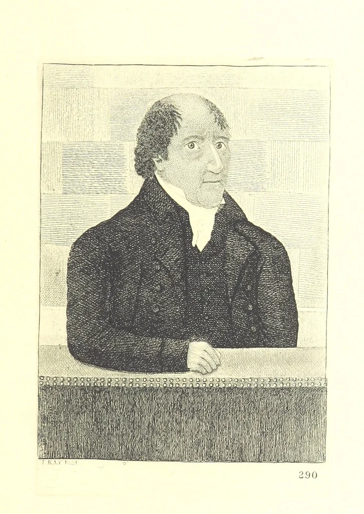 An illustration from A series of original Portraits and Caricature Etchings by ... J. Kay; ... with biographical sketches and illustrative anecdotes. [Edited by H. P, 1877, leaf 605