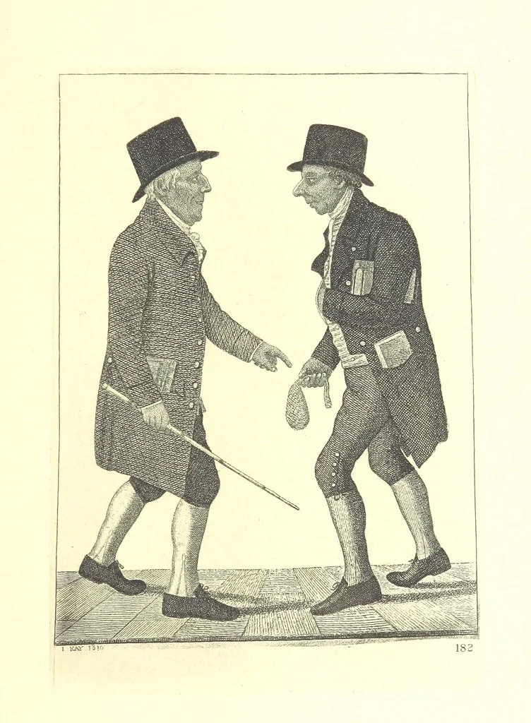 An illustration from A series of original Portraits and Caricature Etchings by ... J. Kay; ... with biographical sketches and illustrative anecdotes. [Edited by H. P, 1877, leaf 67